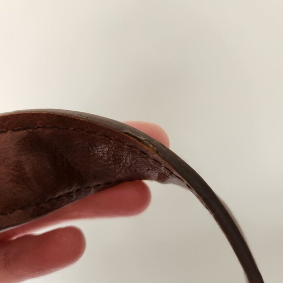 Lucky Brand Purse Tan Brown Natural Linen Faux Leather Bucket Hobo Crossbody Bag - Picture 11 of 13